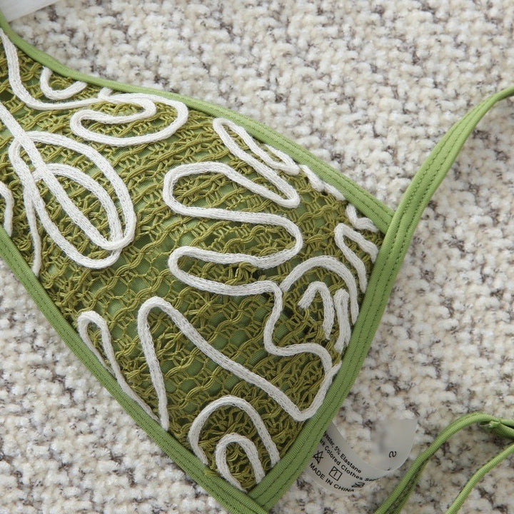 Dame Triangel-Bikini med trendy broderimønster Skovae