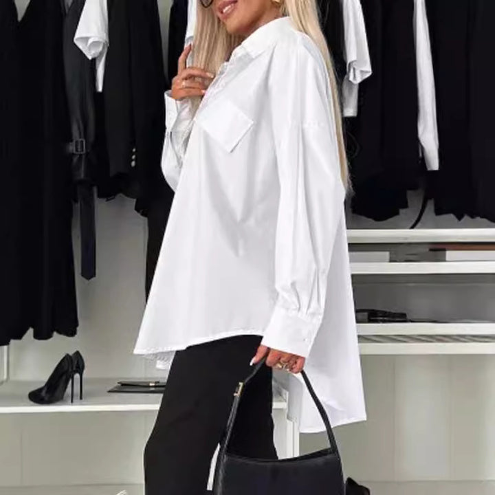 Dame Oversize Bluse med brystlomme Stilla