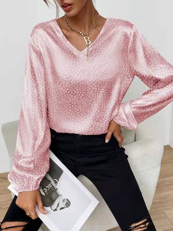 Femme Elegante V-Udskæring Bluse med Ballonærmer Stilla