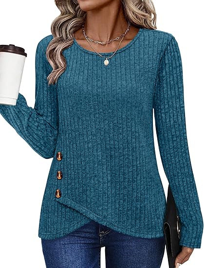 Damer fashionable og casual top med knapdetaljer Stilla