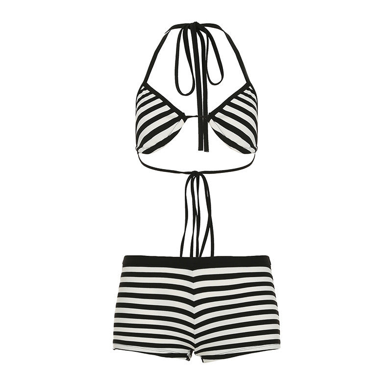 Dame trendy bikini sæt med dybere udskæring og justerbare stropper Skovae