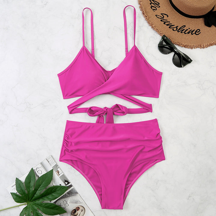 Dame Crop-Top bikini sæt med flettet design Skovae