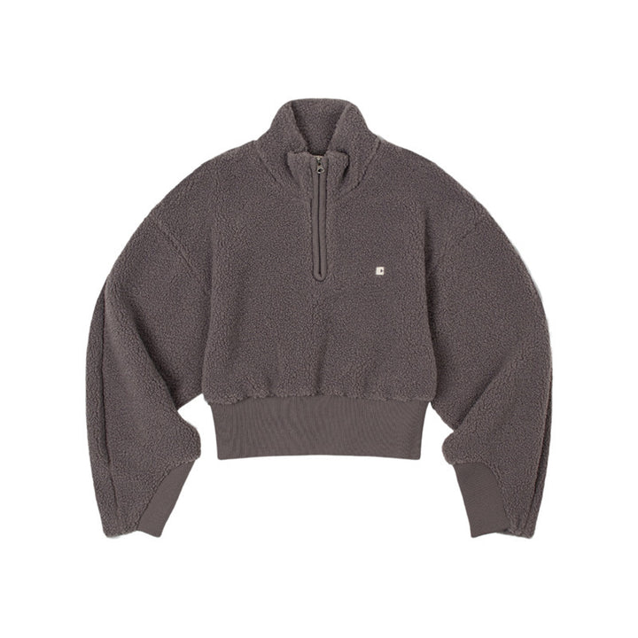 Dame hyggelig fleece-pullover med kort lynlås og elastisk manchet Stilla