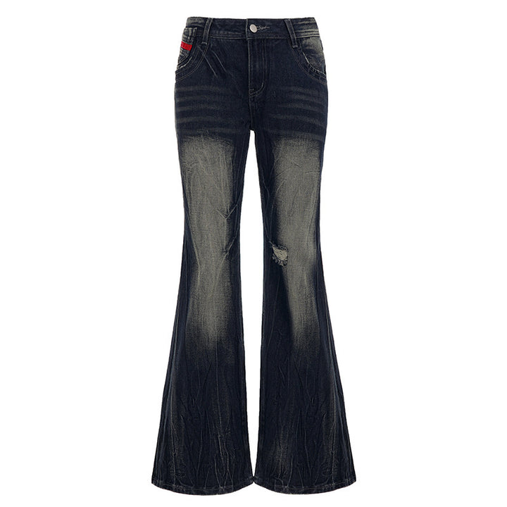 Dame Flared Jeans med moderne Used-Look Skovae