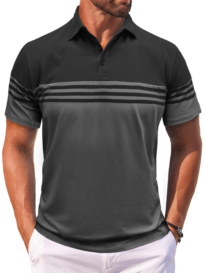 Herre polo-shirt med moderne stribemotiv og åndbart stof Stilla