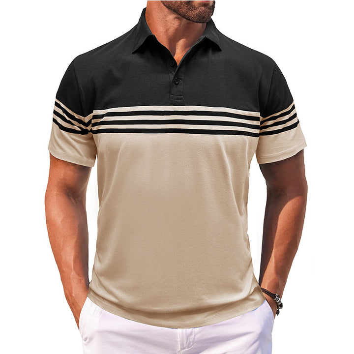 Herre polo-shirt med moderne stribemotiv og åndbart stof Stilla