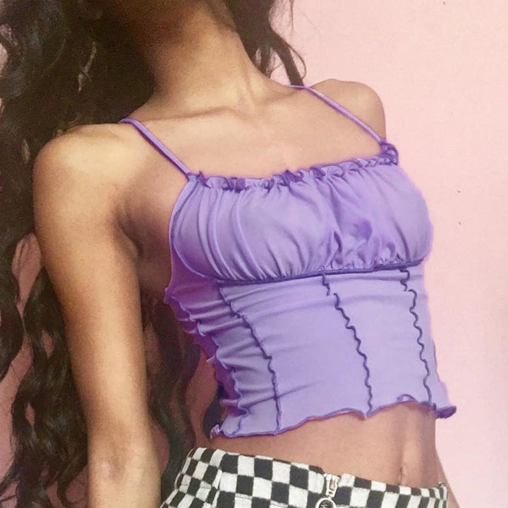 Femme Raffung Crop Top med justerbare stropper Stilla