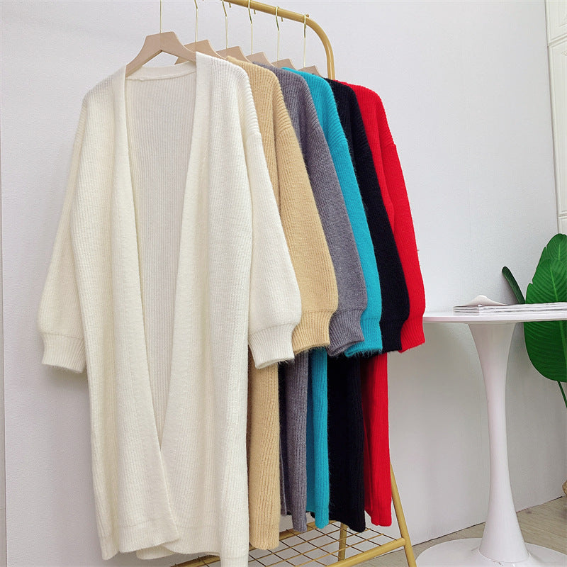 Dame Langærmet Strikket Cardigan med Blødt og Voluminøst Materiale Stilla