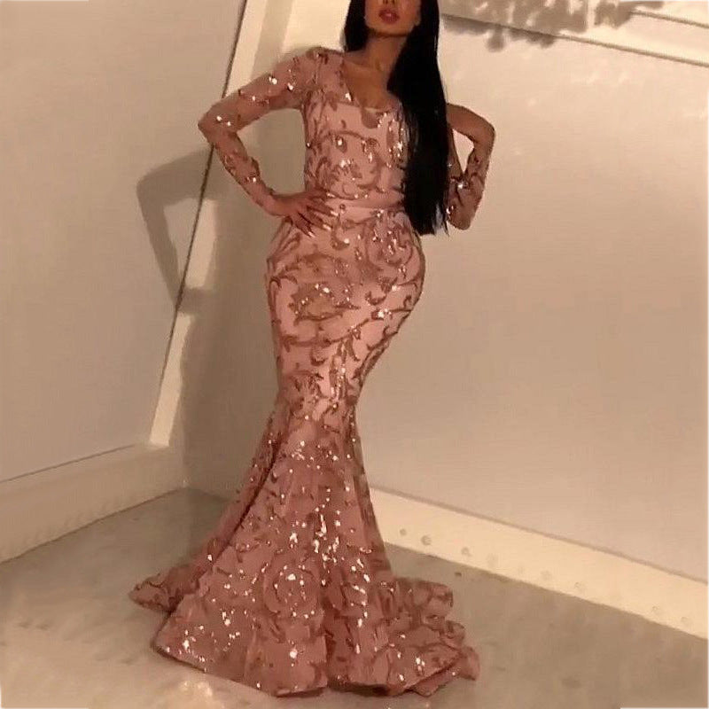 Dame Luksuriøs Aftenkjole med skinnende Pailletten dekoration og elegant split Stilla