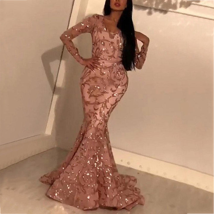 Dame Luksuriøs Aftenkjole med skinnende Pailletten dekoration og elegant split Stilla