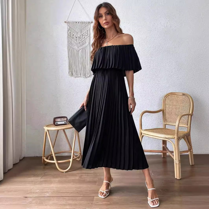 Dame Off-Shoulder Maxikjole med elegant fold Stilla