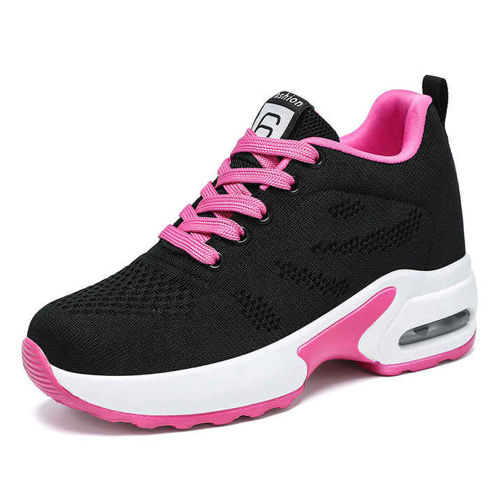 Damer nan Aerobic- og hverdags sneakers med stødabsorberende luftpuff-zone, elastisk strikoverdel og ergonomisk fodseng Skovae