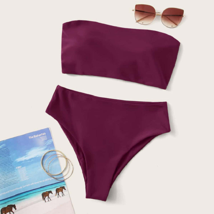 Dame Bandeau-Bikini med høj talje Skovae
