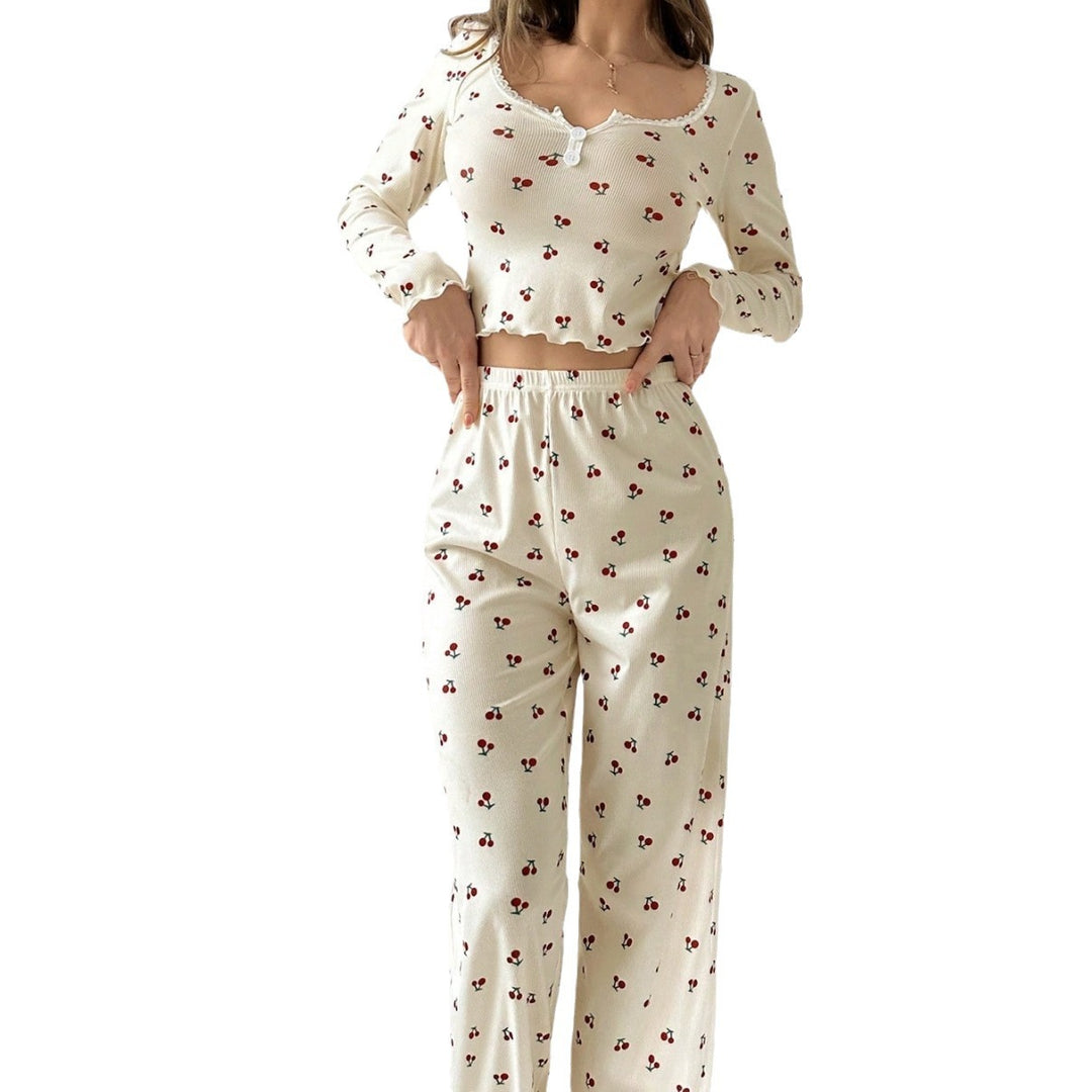 Dame natwear-sæt med blomstermønster Stilla