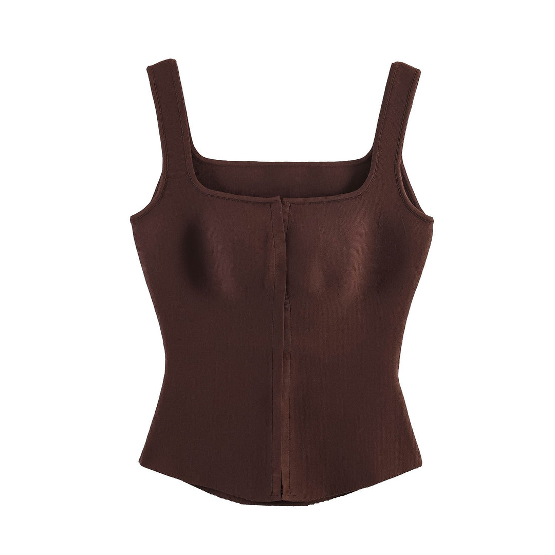 Dame figursyet camisole-top med firkantet udskæring og elastisk materiale Skovae