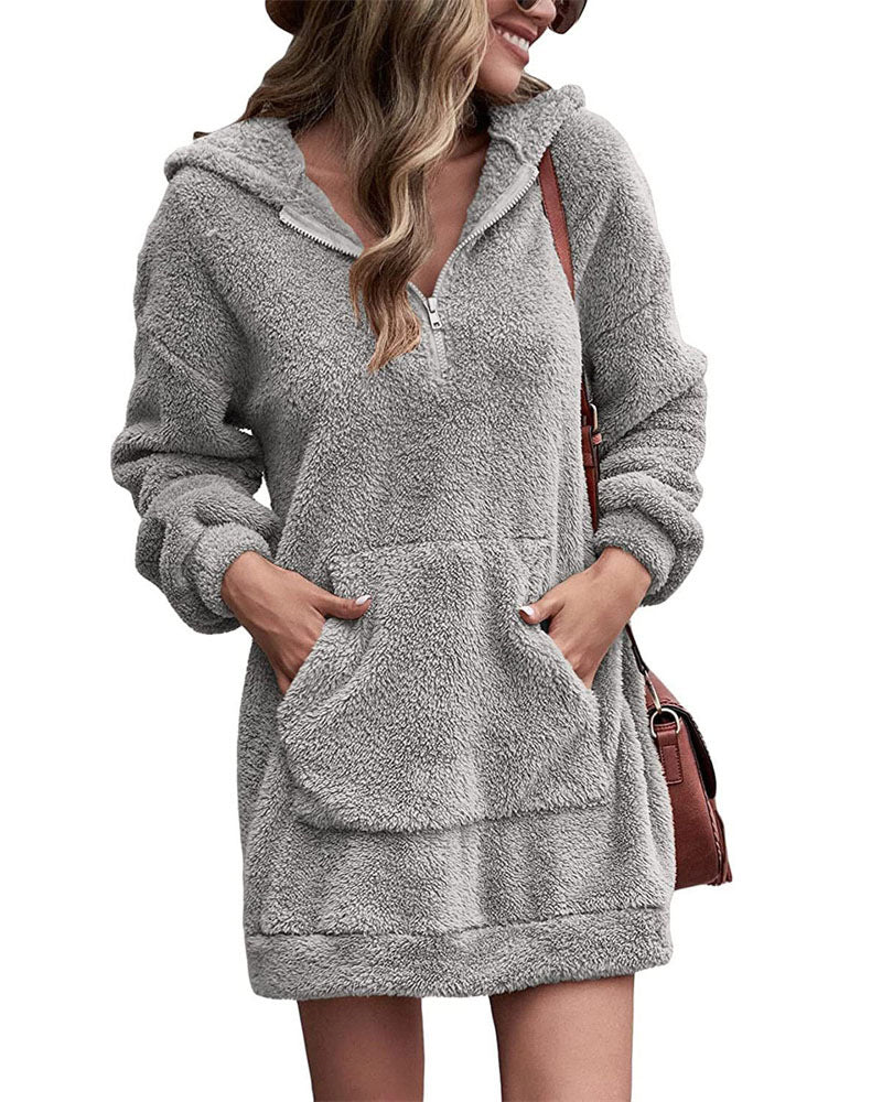 Dame hættekjole lavet af blød og varm fleece Stilla