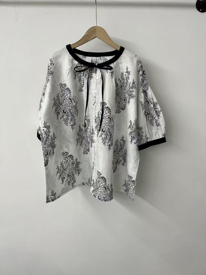 Dame Floral Print Linned Tunika Stilla
