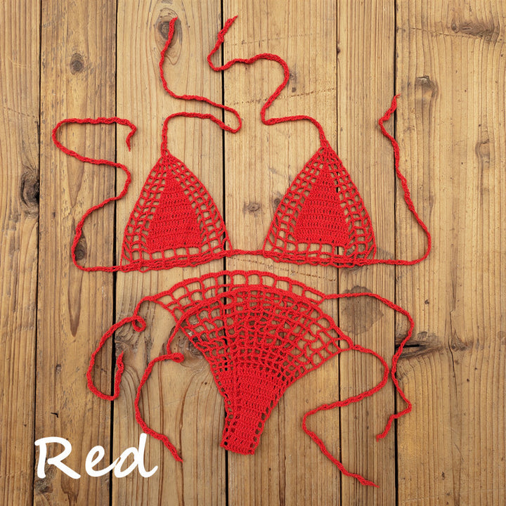 Dame Håndcrochet Bikini-sæt med unikt design og bindedetaljer Stilla