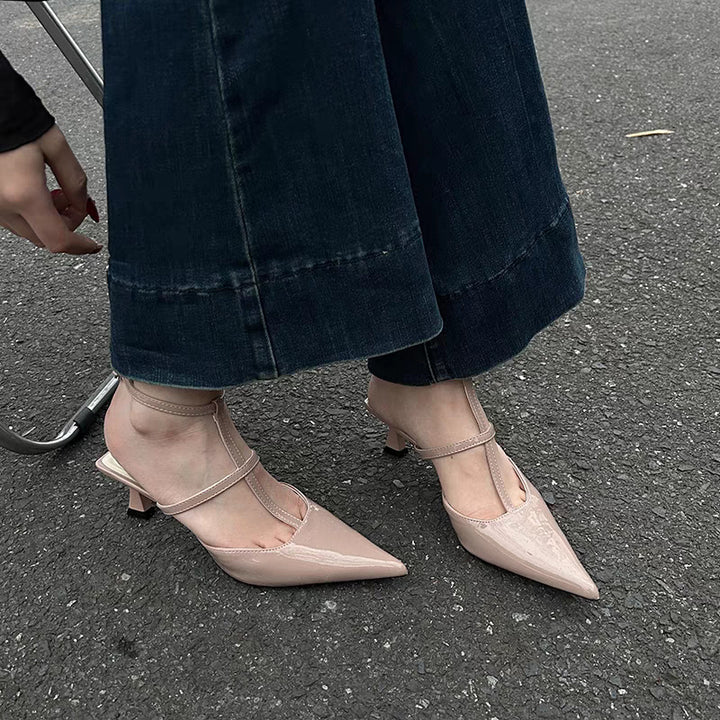 Dame spids-tå slingback hæle med klodset arkitektonisk hæl Stilla