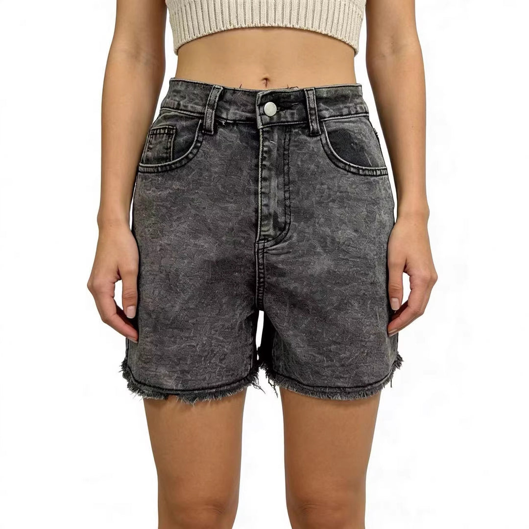 Dame fashionable Denim-shorts i casual snit med franset kant Skovae