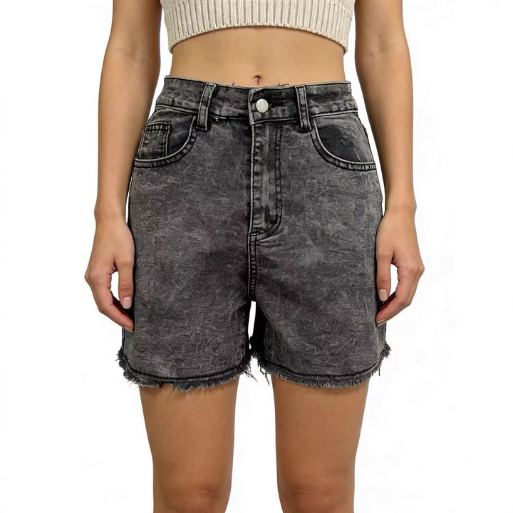 Dame fashionable Denim-shorts i casual snit med franset kant Skovae