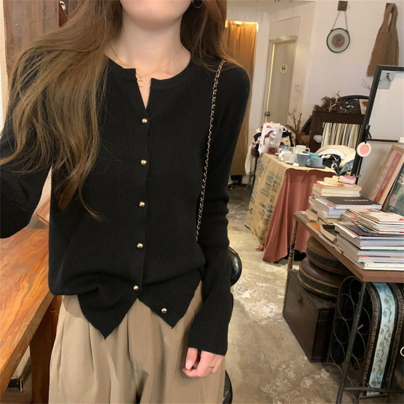 Damer Elegant Strik Cardigan med Knap Detaljer og Fin Ribbet Struktur Stilla