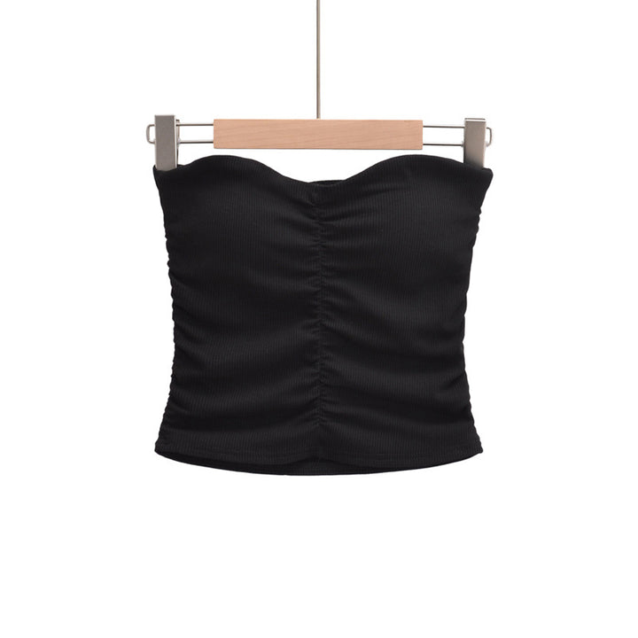 Dame Crop-Top med hjerteformet udskæring og struktureret materiale Stilla