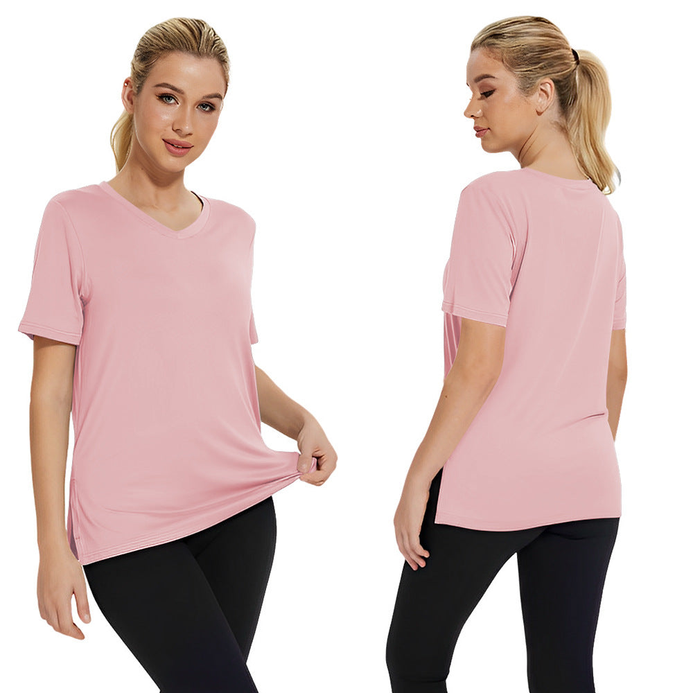 Dame Funktionelt V-Hals Sport T-shirt med åndbar teknologi Skovae