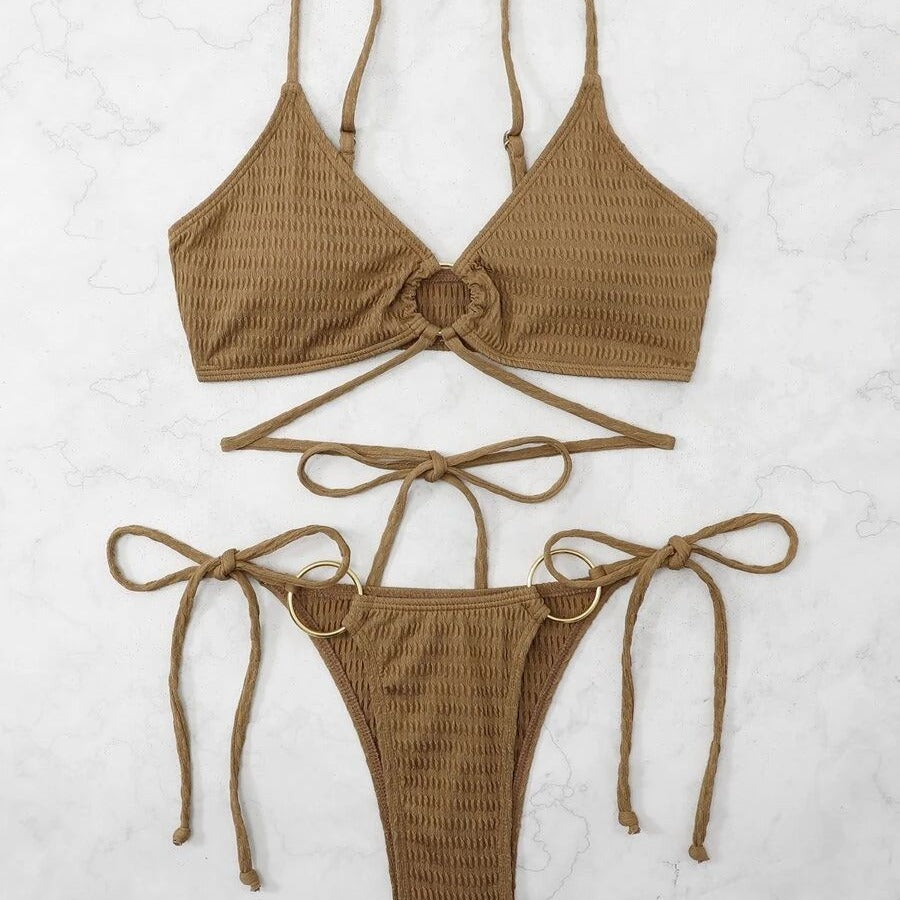 Femme Teksturert Triangle Bikini Stilla