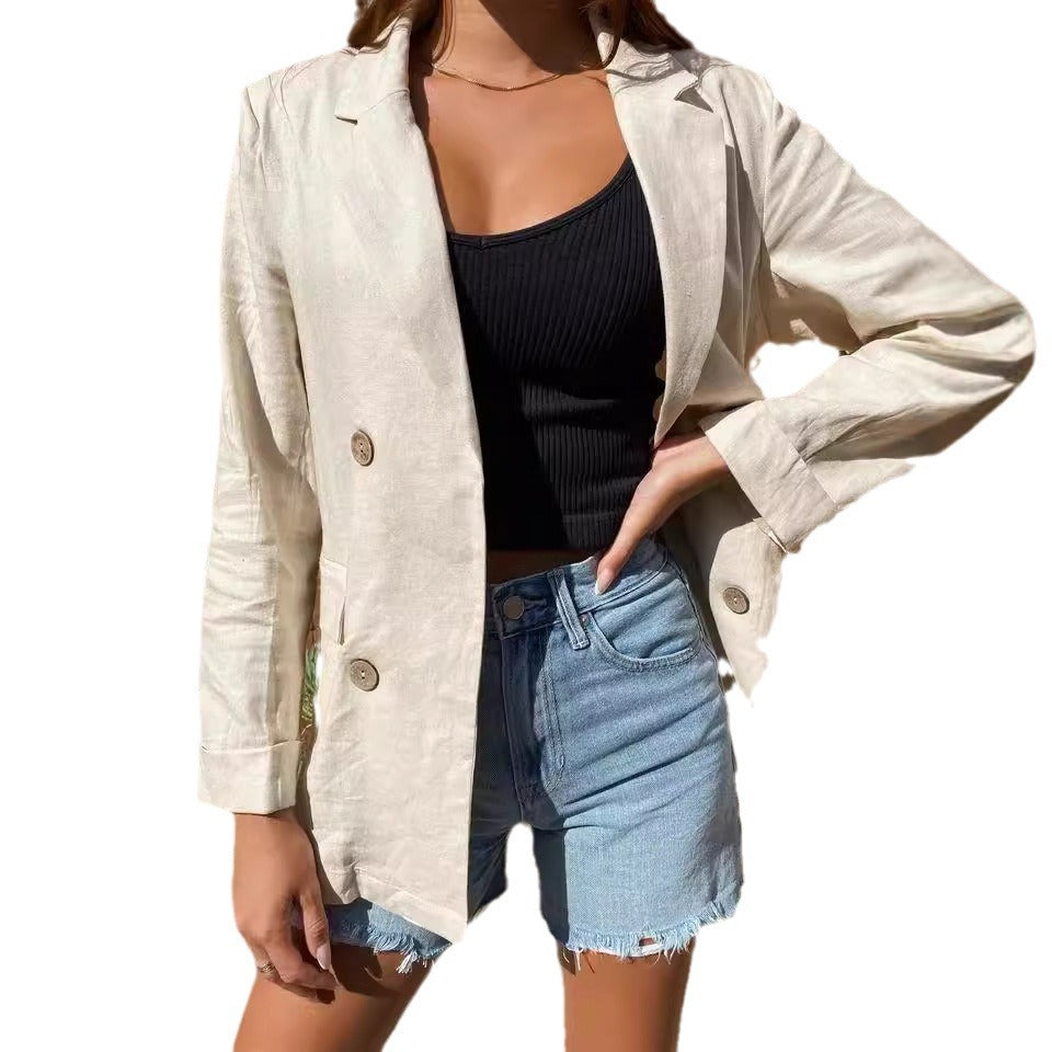 Dame linned blazer i afslappet chic stil Stilla