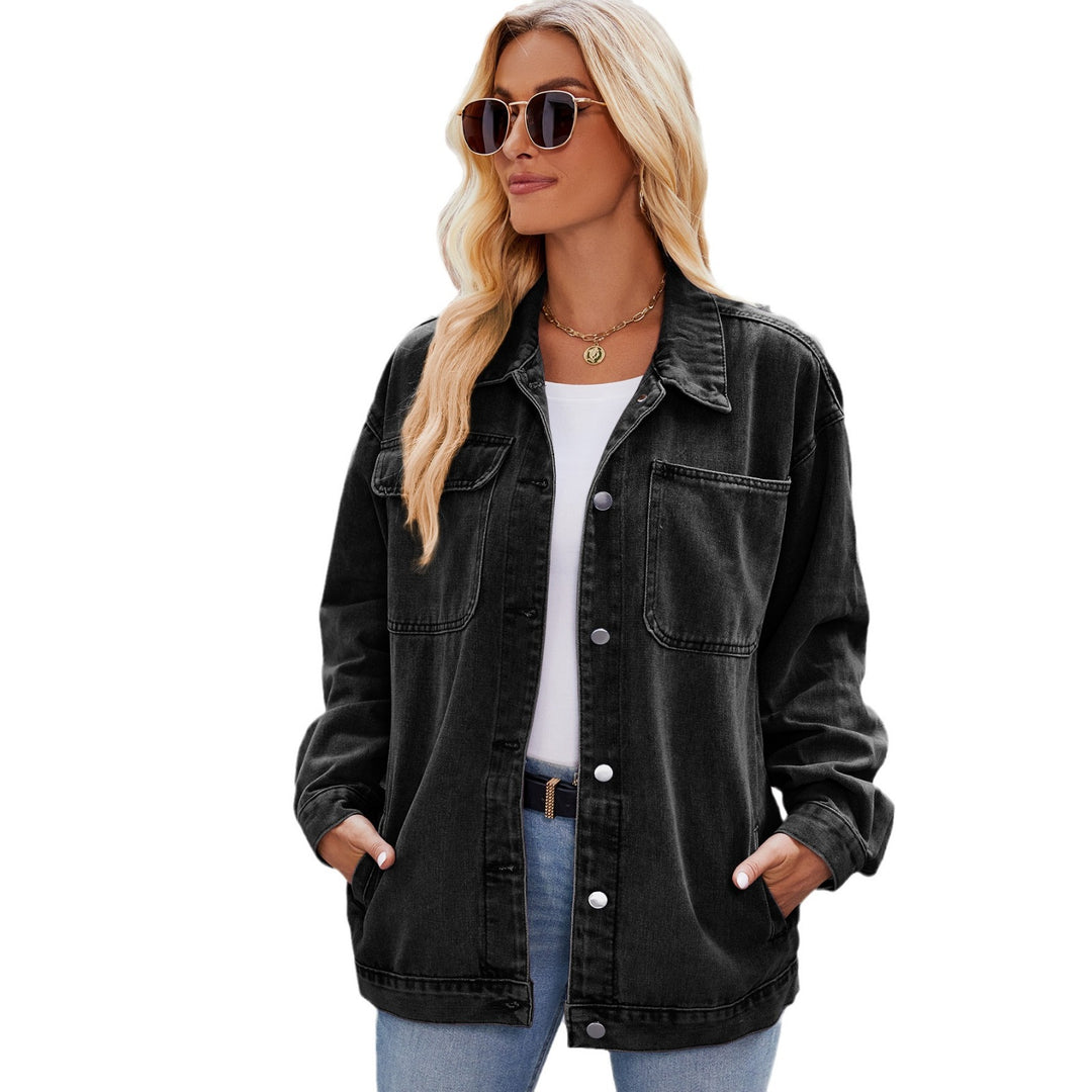 Dame Denim Skjortejakke i afslappet oversized stil med praktiske lommer Stilla