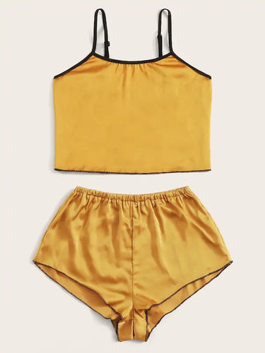 Dame Satin Top og Shorts Pyjamas Sæt Stilla