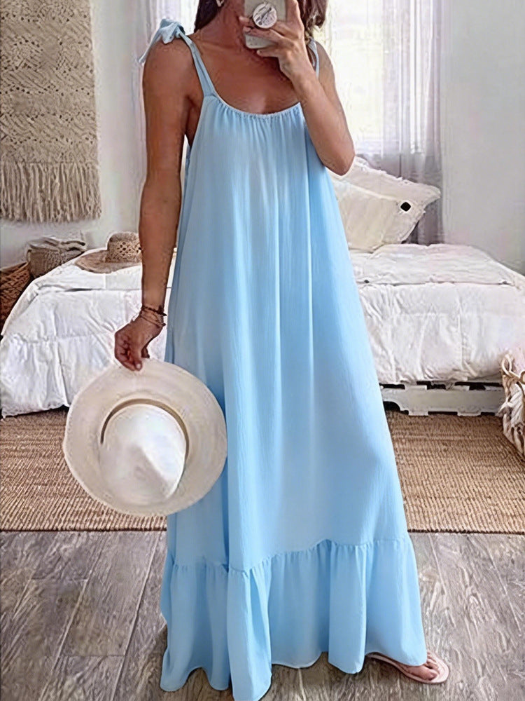 Dame maxikjole med strapless design Skovae
