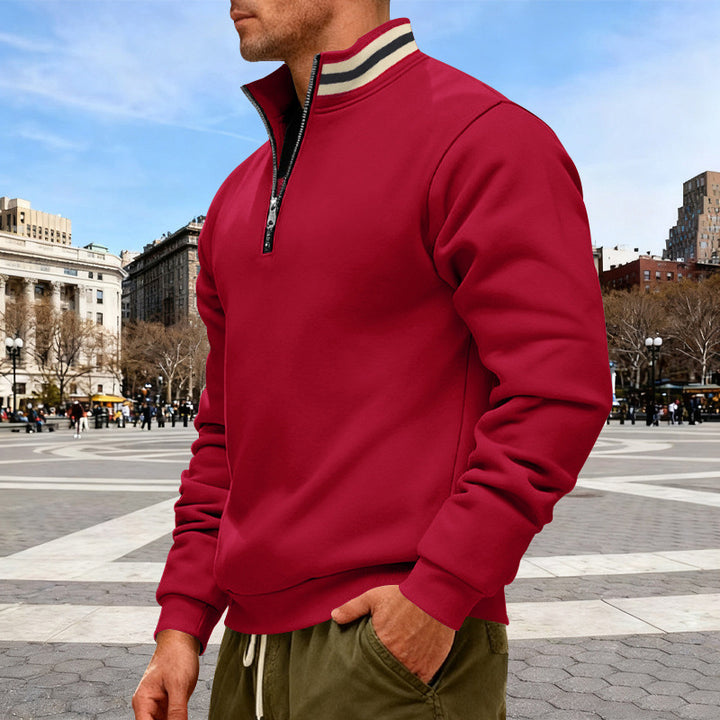 Herren nan Halvzip-sweatshirt med sporty ringkrave og blødt fleece-foring Skovae