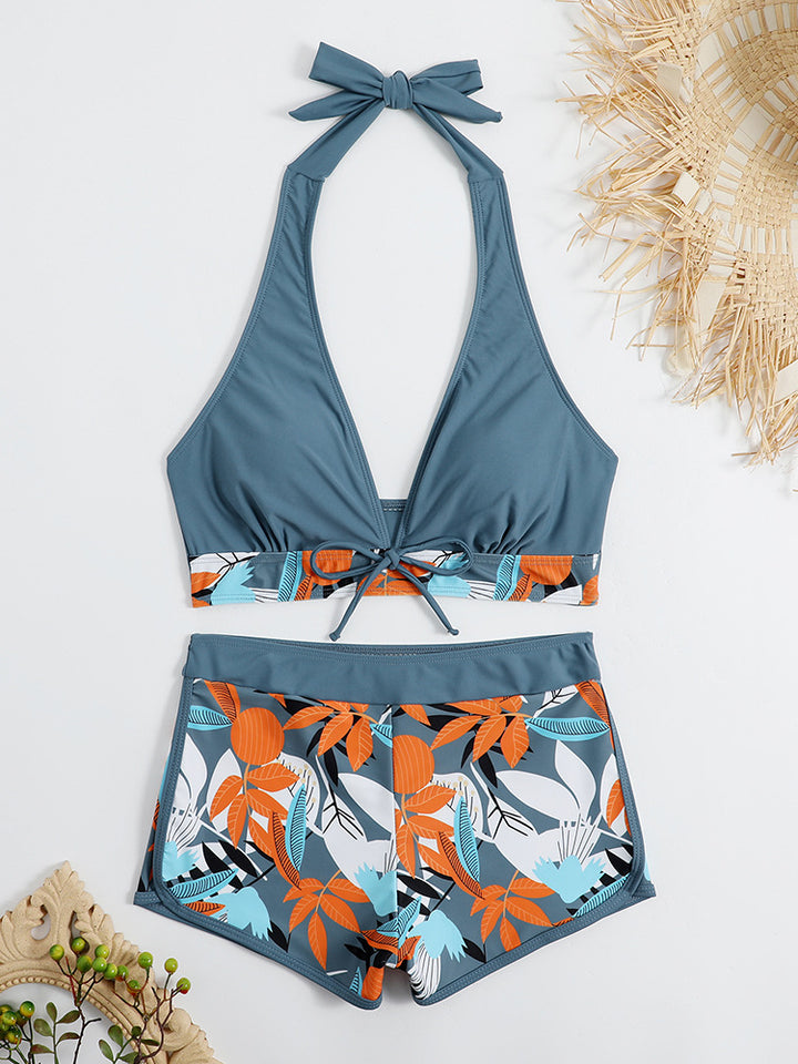 Dame Sporty bikini sæt med raffineret knude detalje og blomster mønster Stilla