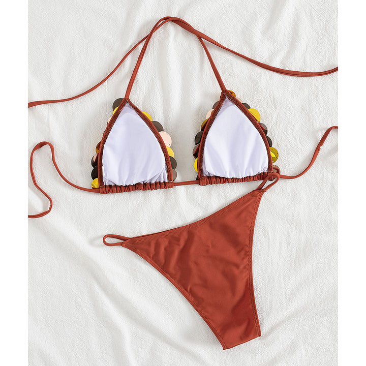 Dame bikini-sæt med skinnende paillet-detaljer og justerbare stropper Stilla