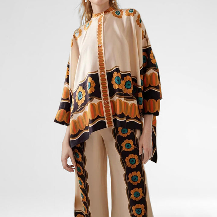 Kvindernes blomster-kaftan top med knapdetalje Stilla