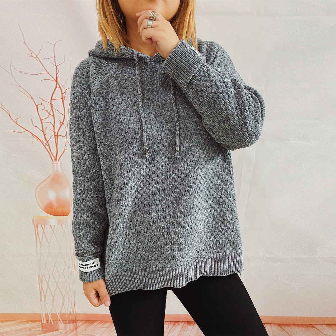 Dame løs hoodie med tekstureret stof og moderne snor Stilla