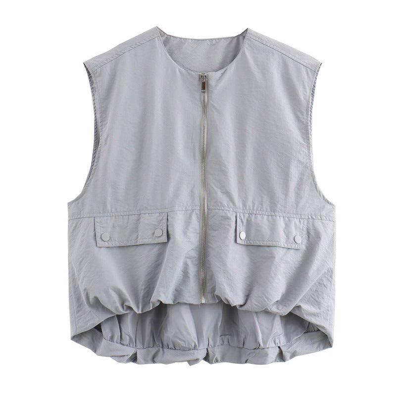 Dame utility vest med sidelommer og elastisk talje Stilla