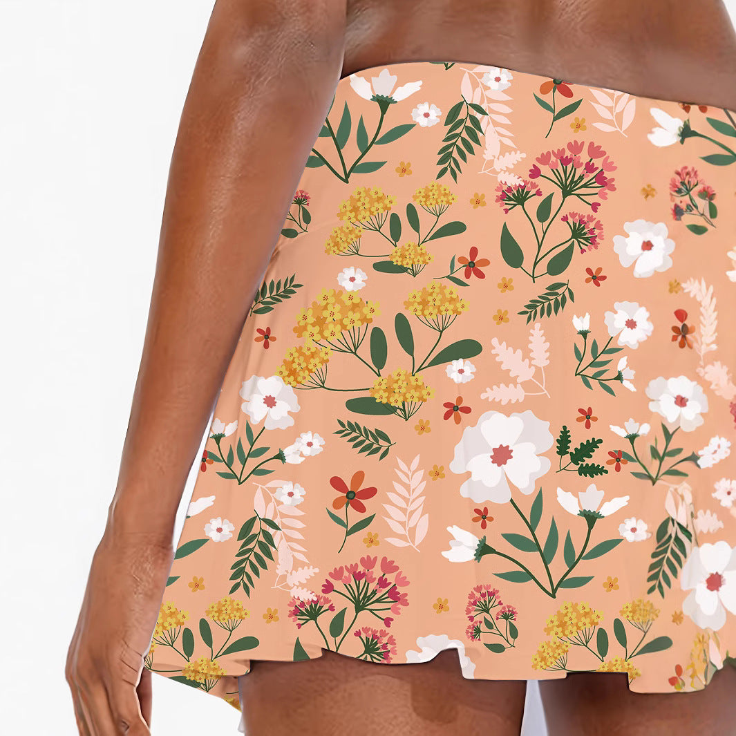 Femme Floral Høj Talje Nederdel Stilla