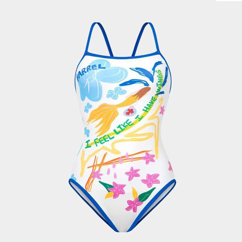 Dame one-piece badedragt med kreativ grafisk design Skovae