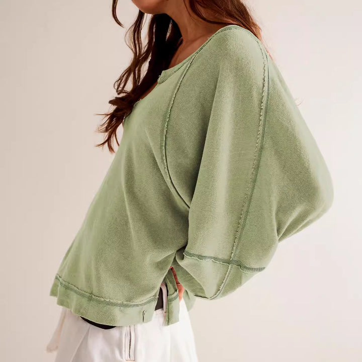 Damer afslappet oversized sweatshirt med rund hals og bløde ærmer Stilla