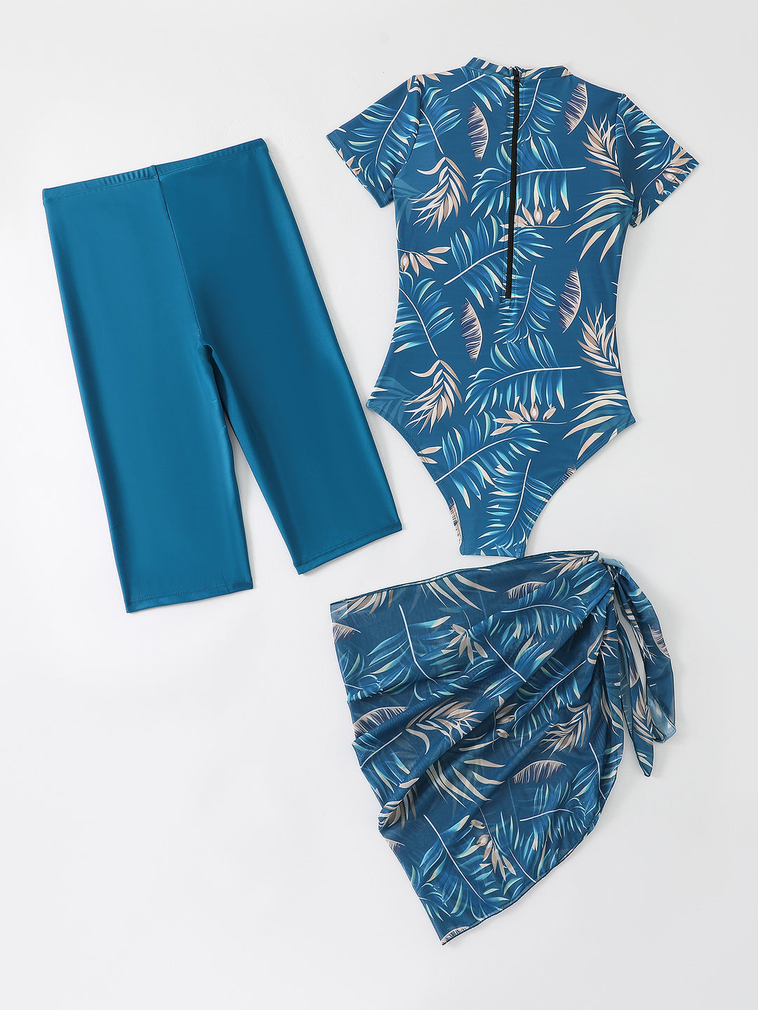 Dame Sporty Éntøj Badedragt med supplerende Leggings og Wrap nederdel Skovae