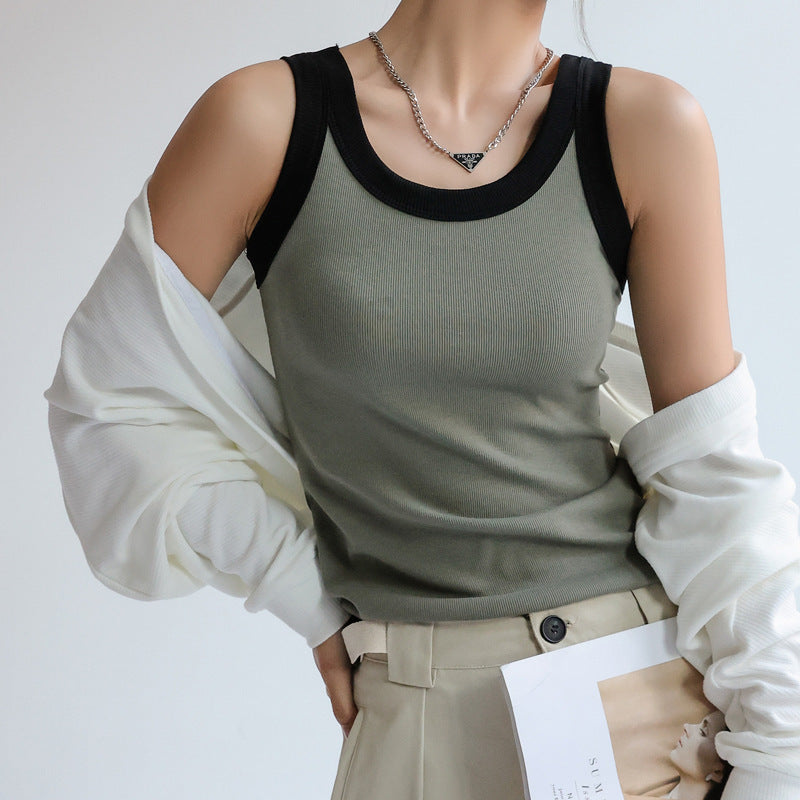 Damer Sporty tanktop med kontrasterende syninger og åndbart materiale Stilla