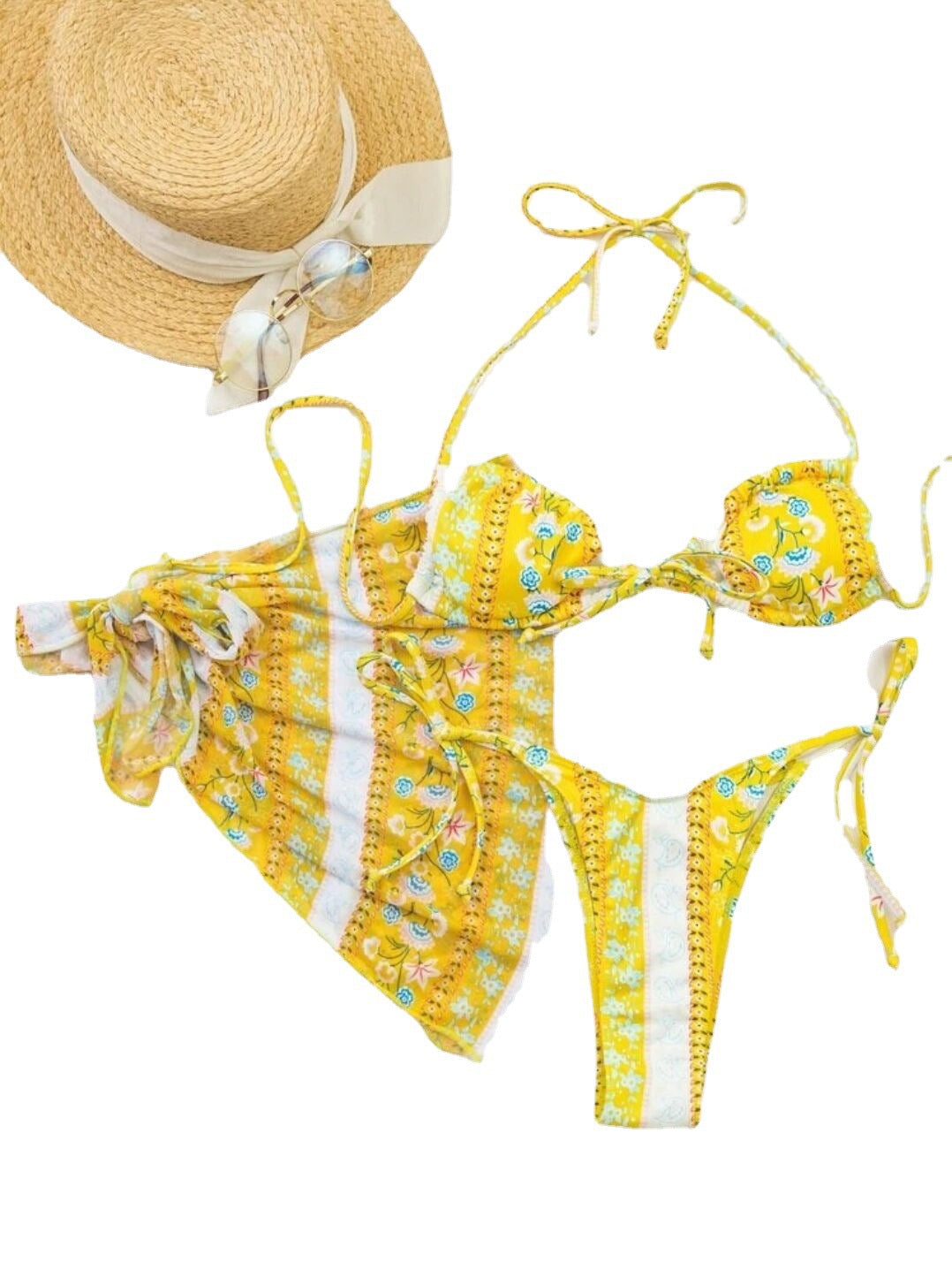 Dame Bohemian Print Bikini Sæt med Overdel Stilla