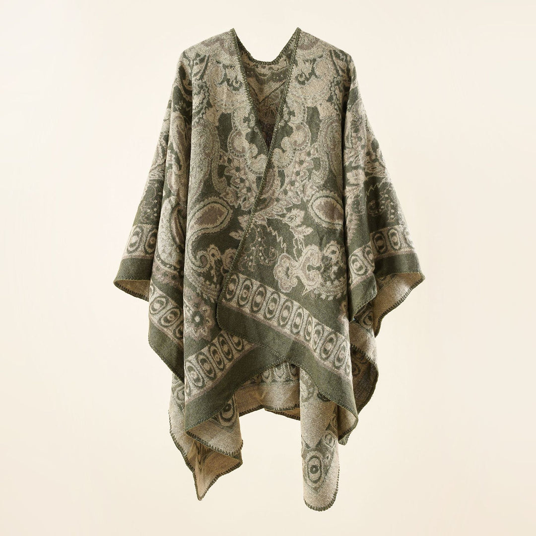 Dame Elegant Poncho med Kunstnerisk Blomster Mønster og Luksuriøst Feel Skovae