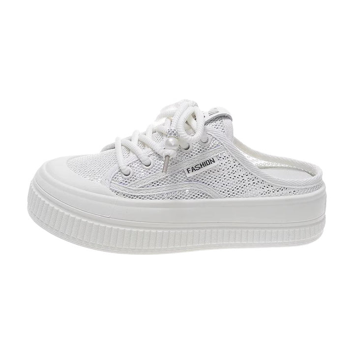 Dame Sneaker-Pantoletten i luftig mesh-design med moderne plateau sål Stilla