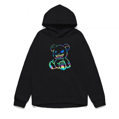 Dame hoodie sweatshirt med sejt bjørnemotiv og komfortabel pasform Skovae