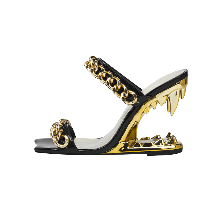 Femme Edgy Åben-tå Hæl-sandaler med Metal-kæde-detaljer Stilla