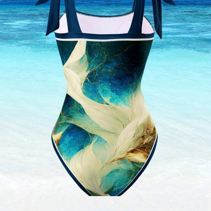 Dame Einteiler badedragt med flot wrap skirt-look Skovae